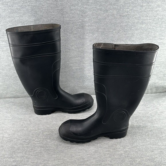 STEEL TOE - Rubber Boots Size 7 Fishing Hunting Black Waterproof MADE IN USA  B1 - Picture 6 of 12